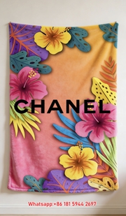 Tropical Hibiscus Chanel Flannel Fleece Throw Blanket IMG_7226